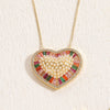 Elegant Classic Style Heart Shape Copper 14k Gold Plated Zircon Pendant Necklace In Bulk