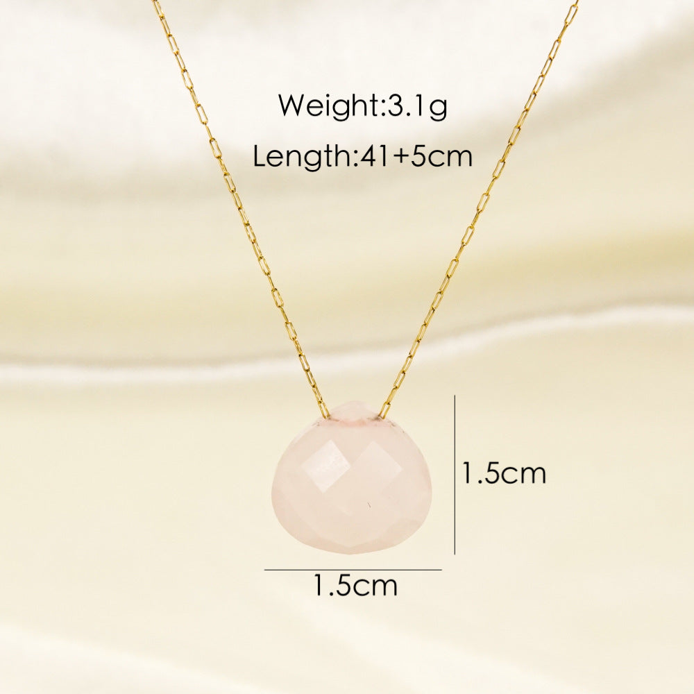 Elegant Simple Style Water Droplets Stainless Steel Plating 14k Gold Plated Pendant Necklace