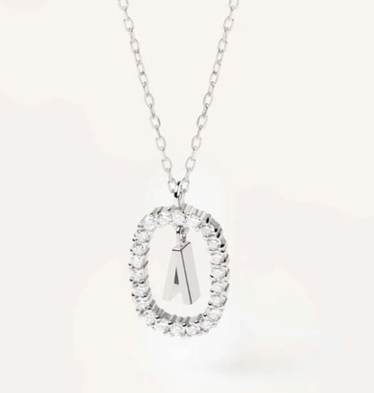 Elegant Simple Style Letter Sterling Silver Zircon Pendant Necklace In Bulk