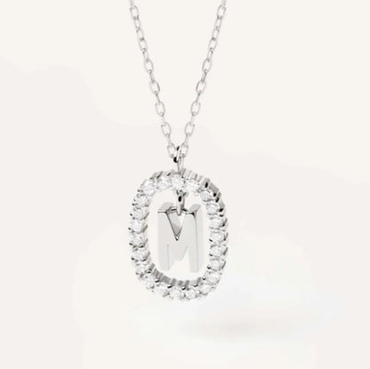 Elegant Simple Style Letter Sterling Silver Zircon Pendant Necklace In Bulk