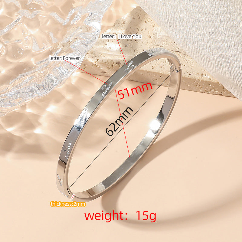 Elegant Simple Style Letter Titanium Steel Polishing Bangle