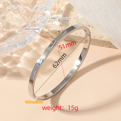 Elegant Simple Style Letter Titanium Steel Polishing Bangle