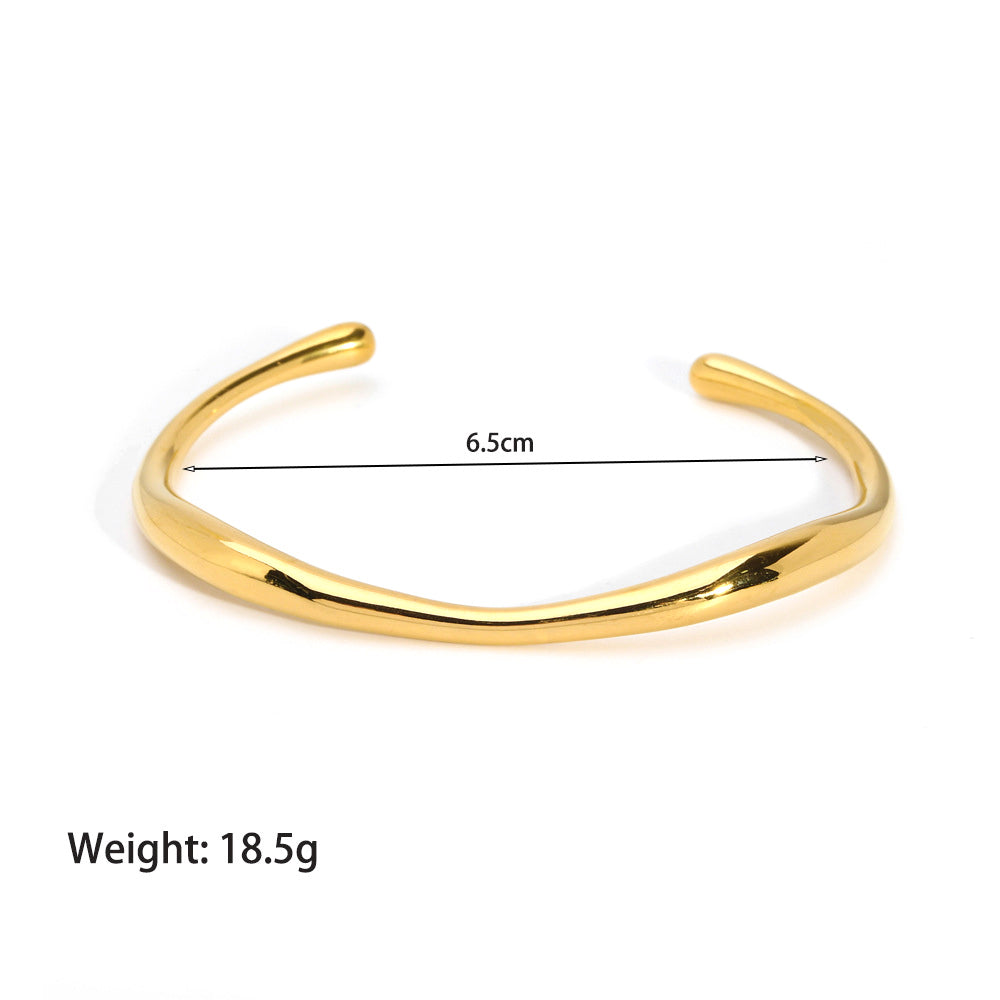 French Style Simple Style Irregular Stainless Steel Titanium Steel Plating 18k Gold Plated Cuff Bracelets