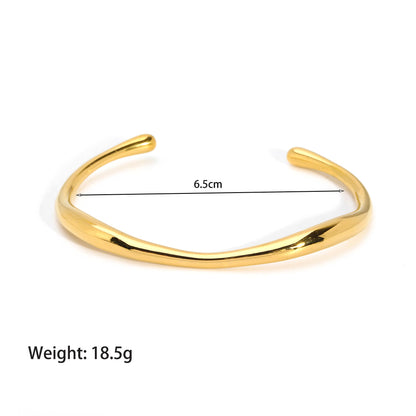 French Style Simple Style Irregular Stainless Steel Titanium Steel Plating 18k Gold Plated Cuff Bracelets