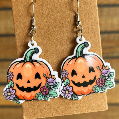 1 Pair Cartoon Style Modern Style Pumpkin Bat Skull Arylic Earrings