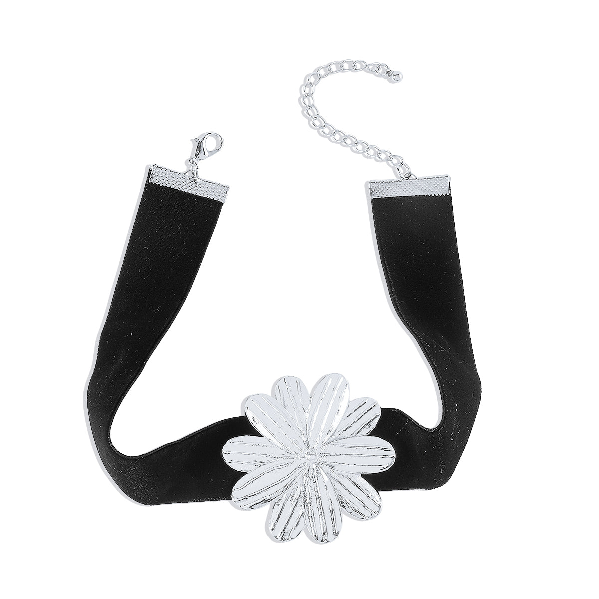 Elegant French Style Streetwear Flower Alloy Flocking Cloth Plating Women's Choker