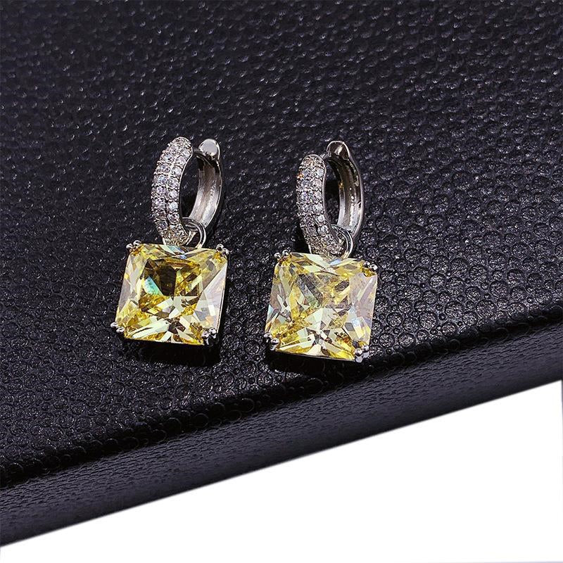 1 Pair Sweet Simple Style Shiny Square Heart Shape Rectangle Inlay Copper Zircon Drop Earrings