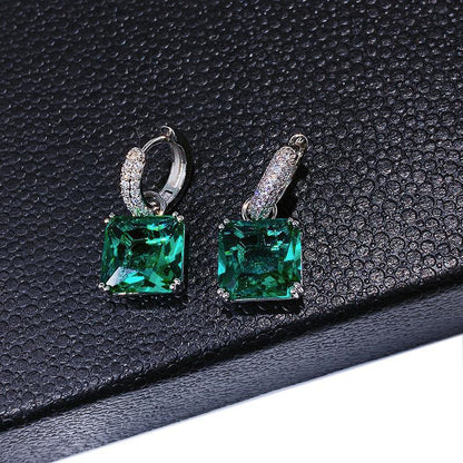 1 Pair Sweet Simple Style Shiny Square Heart Shape Rectangle Inlay Copper Zircon Drop Earrings