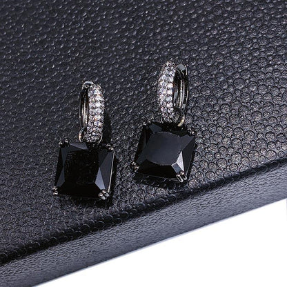 1 Pair Sweet Simple Style Shiny Square Heart Shape Rectangle Inlay Copper Zircon Drop Earrings