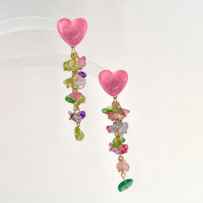 1 Pair Simple Style Heart Shape Patchwork Alloy Drop Earrings