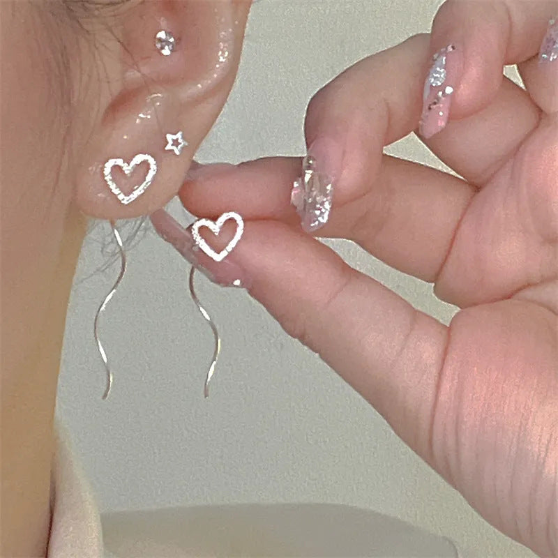 1 Pair Simple Style Heart Shape Inlay Alloy Zircon Drop Earrings Ear Studs