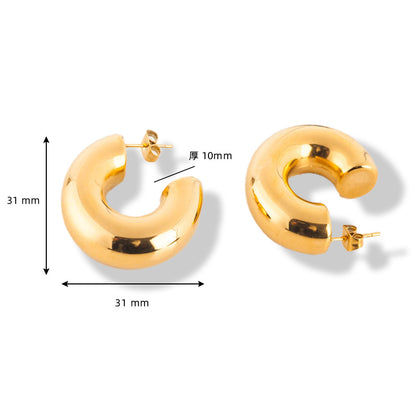 1 Pair Retro U Shape Plating Stainless Steel Gold Plated Earrings