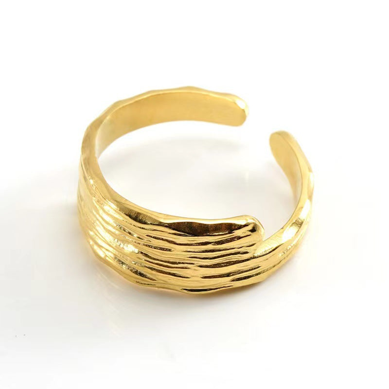 Classic Style C Shape Titanium Steel Plating 18k Gold Plated Open Rings