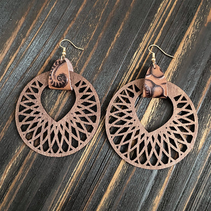 1 Pair Retro Geometric Water Droplets Wood Ear Hook