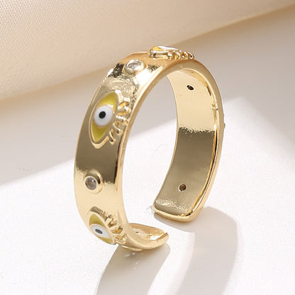 Casual Elegant Devil's Eye Copper Zircon Open Rings In Bulk