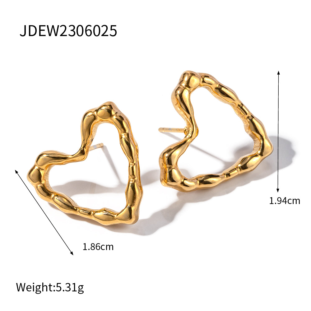 1 Pair Commute Heart Shape Plating Stainless Steel 18k Gold Plated Ear Studs