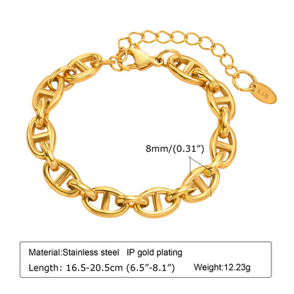 Ig Style Solid Color Stainless Steel Plating 18k Gold Plated Bracelets