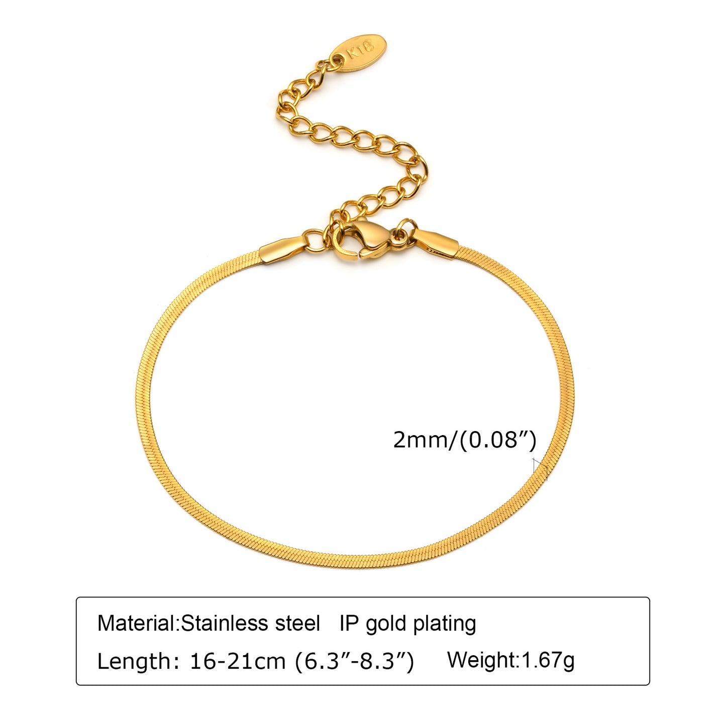 Ig Style Classic Style Solid Color Stainless Steel Plating 18k Gold Plated Bracelets