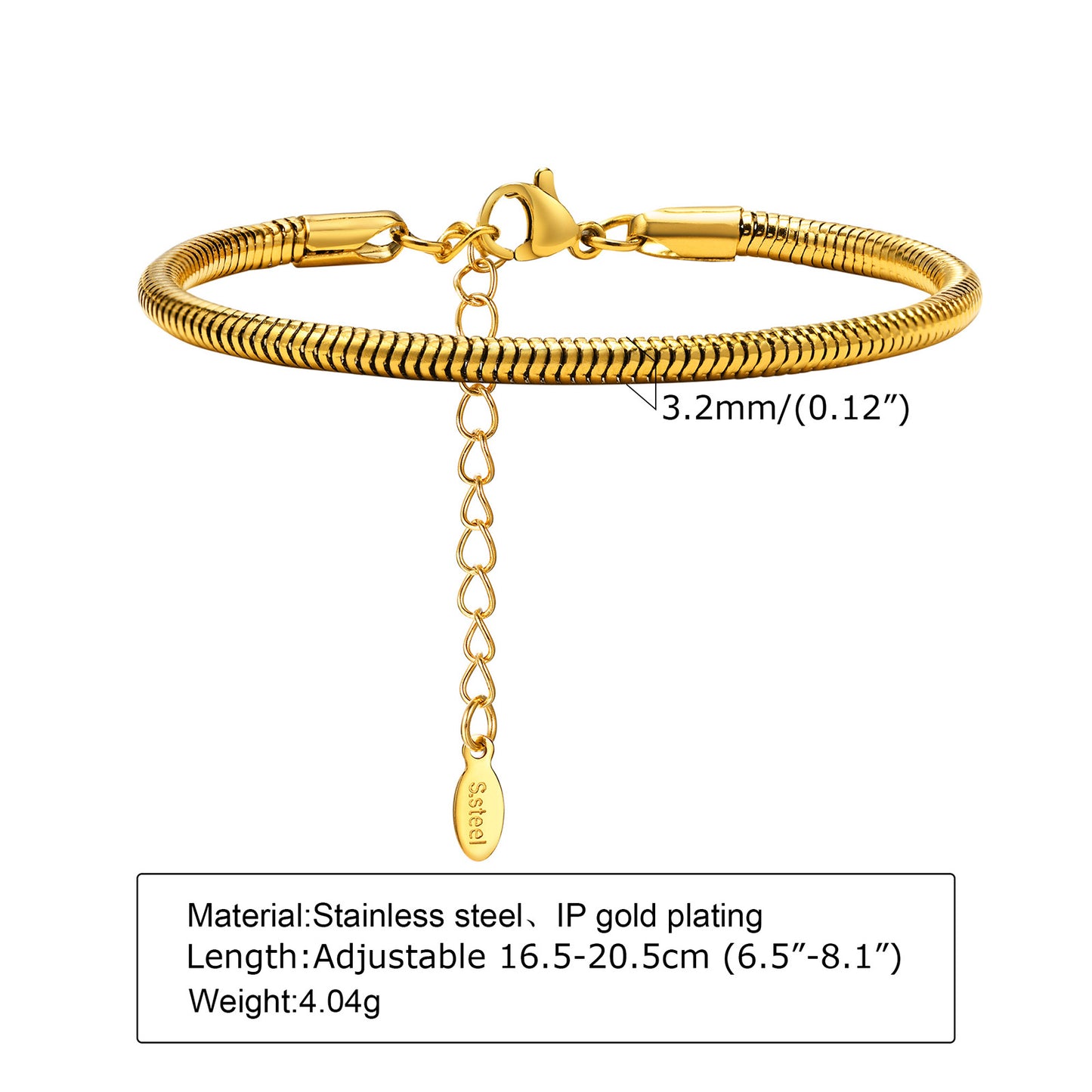 Ig Style Classic Style Solid Color Stainless Steel Plating 18k Gold Plated Bracelets