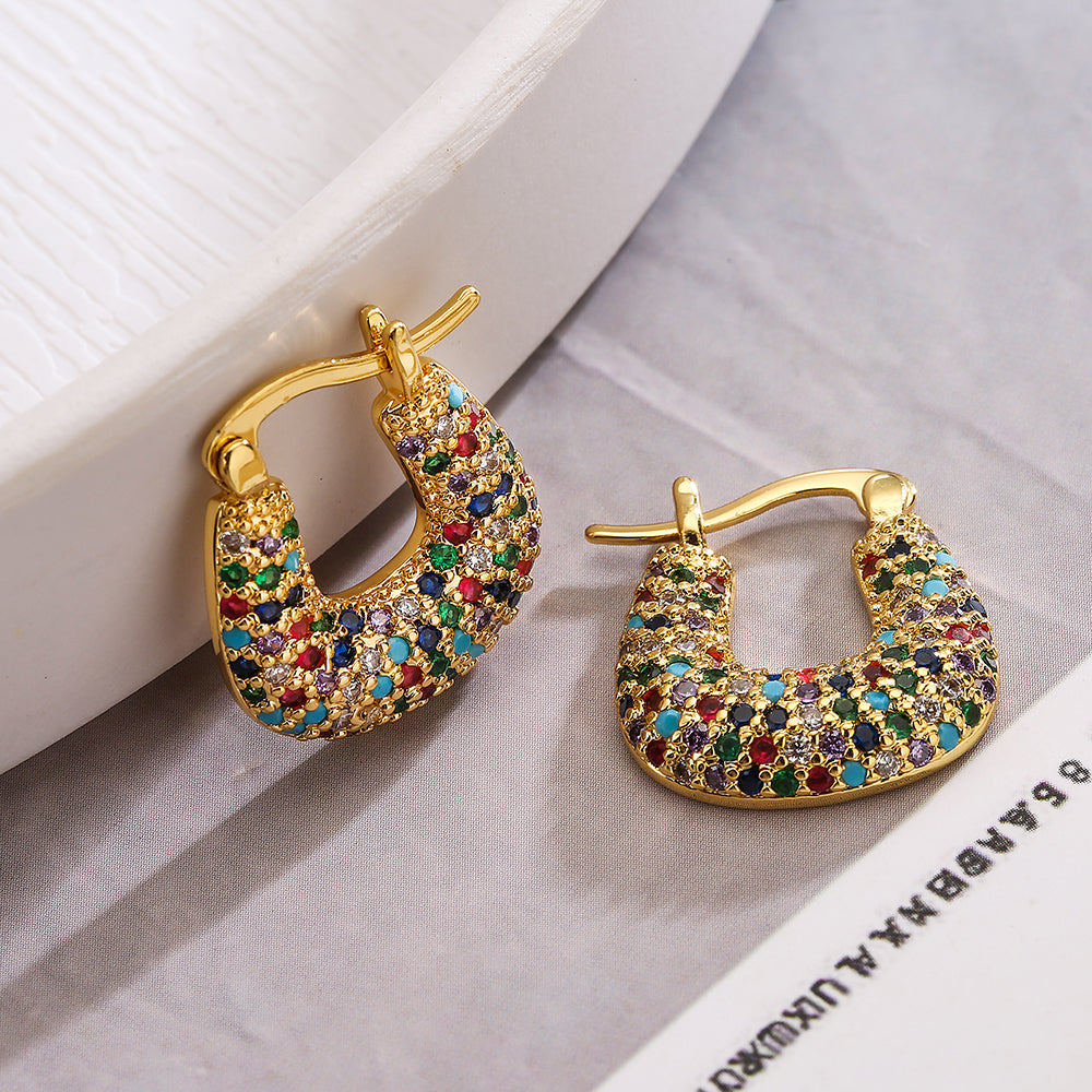 1 Pair Simple Style Commute Geometric Plating Inlay Copper Zircon 18k Gold Plated Earrings