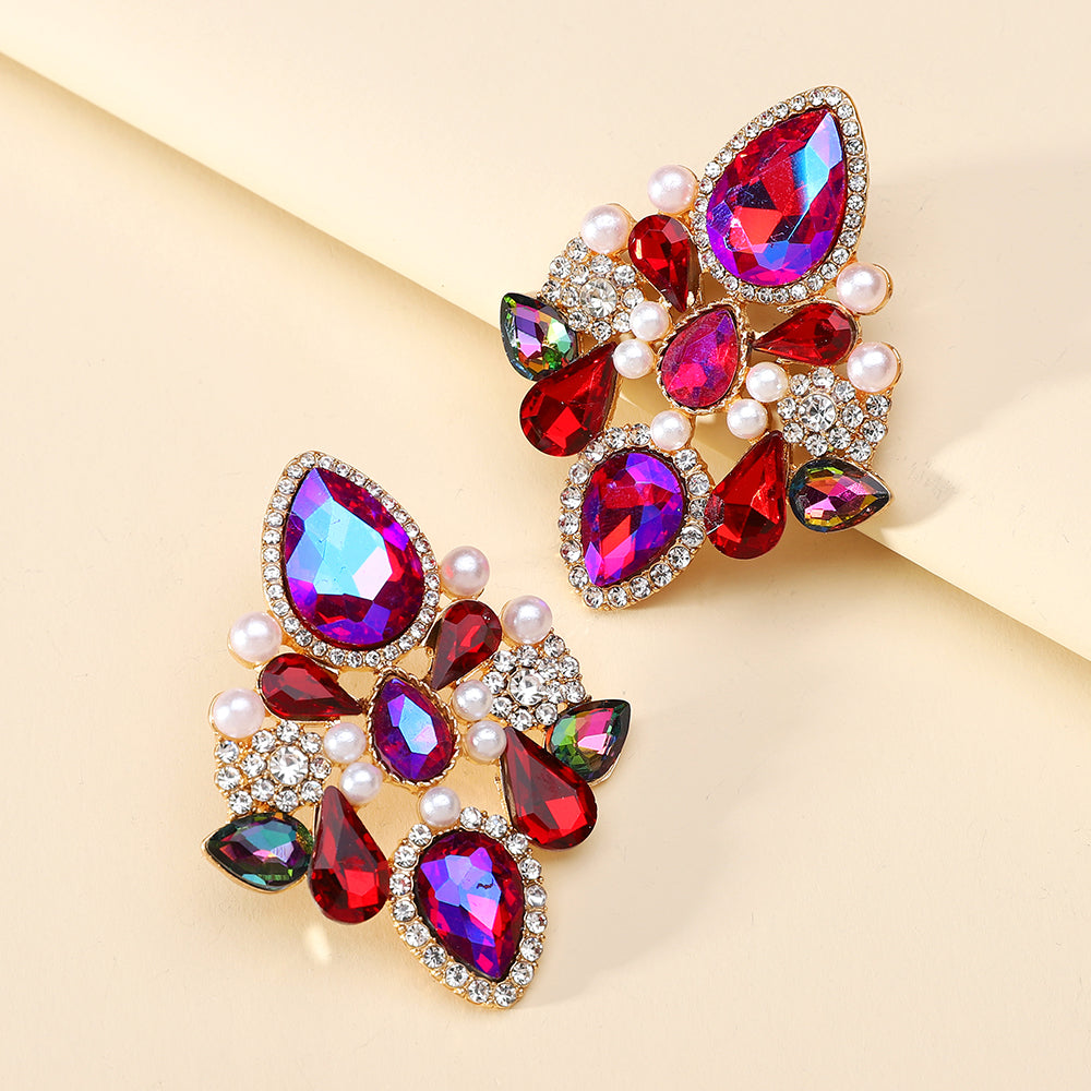 Retro Lady Simple Style Water Droplets Rhinestone Inlay Artificial Gemstones Women's Drop Earrings