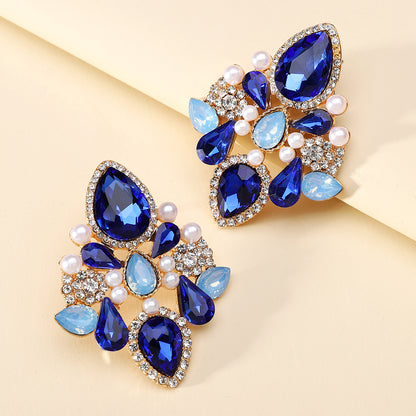 Retro Lady Simple Style Water Droplets Rhinestone Inlay Artificial Gemstones Women's Drop Earrings