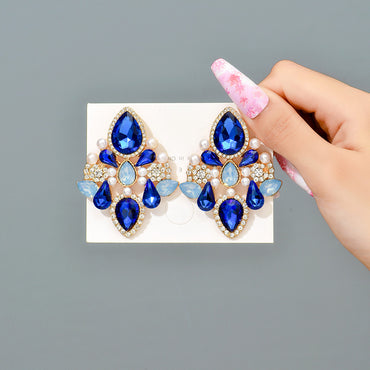 Retro Lady Simple Style Water Droplets Rhinestone Inlay Artificial Gemstones Women's Drop Earrings