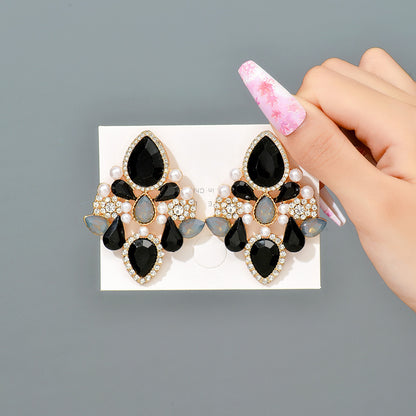 Retro Lady Simple Style Water Droplets Rhinestone Inlay Artificial Gemstones Women's Drop Earrings