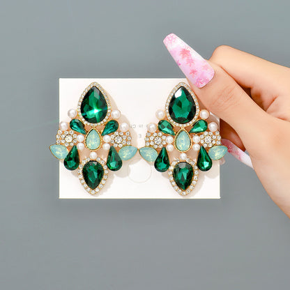 Retro Lady Simple Style Water Droplets Rhinestone Inlay Artificial Gemstones Women's Drop Earrings