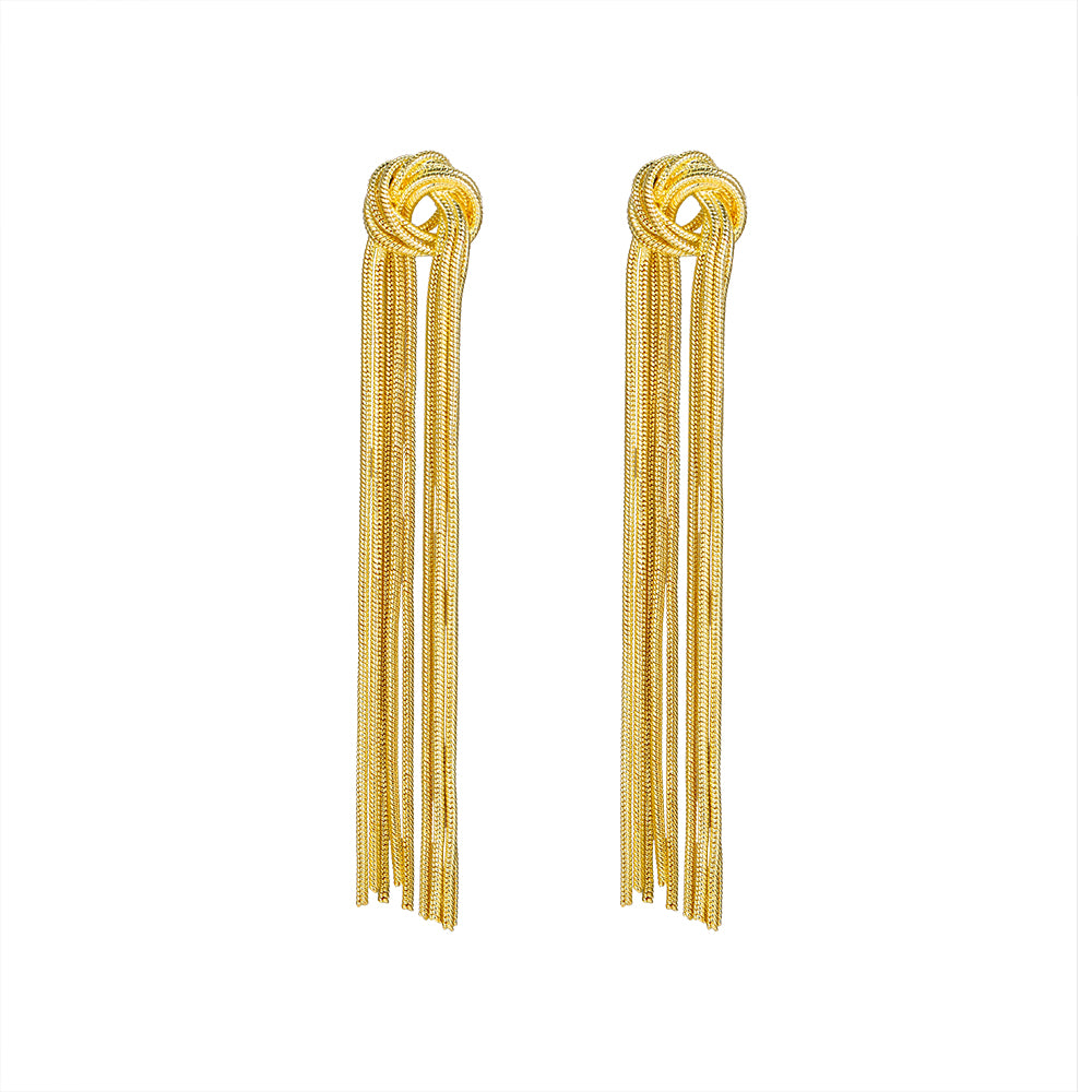 1 Pair Elegant Exaggerated Shiny Tassel Plating Alloy Silver Plated Drop Earrings