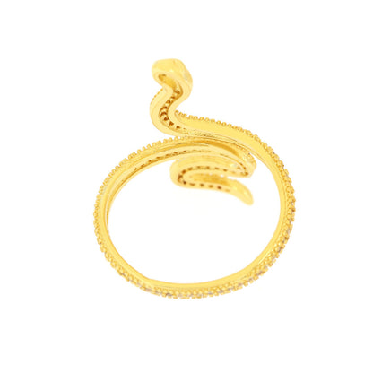 Ig Style Exaggerated Snake Copper Plating Inlay Zircon 18k Gold Plated Open Rings