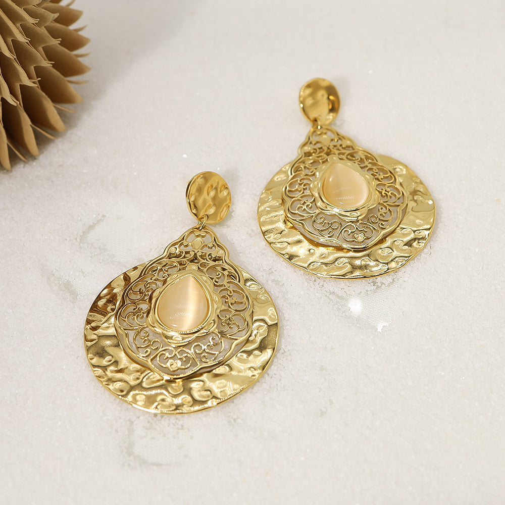 1 Pair Ig Style Baroque Style Water Droplets Plating Stainless Steel 18k Gold Plated Drop Earrings