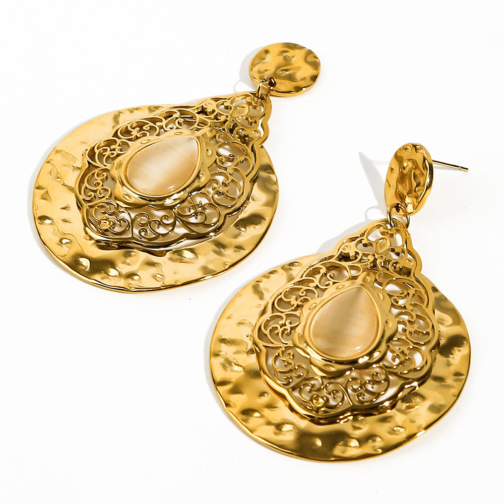 1 Pair Ig Style Baroque Style Water Droplets Plating Stainless Steel 18k Gold Plated Drop Earrings