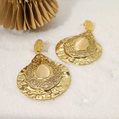 1 Pair Ig Style Baroque Style Water Droplets Plating Stainless Steel 18k Gold Plated Drop Earrings