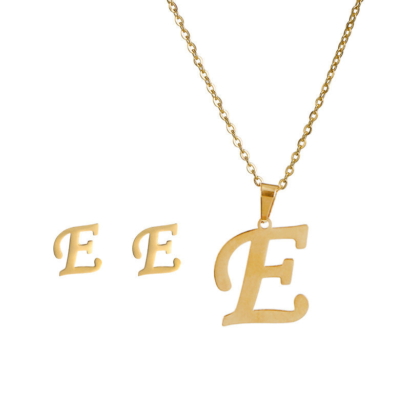 Classic Style Letter Stainless Steel Alloy Plating Earrings Necklace