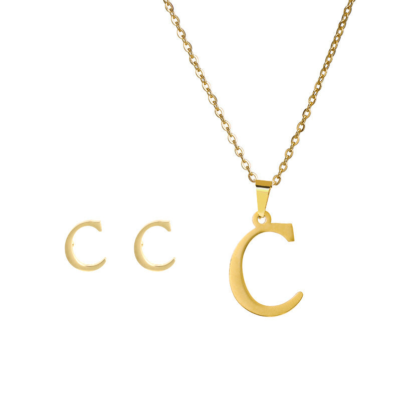 Classic Style Letter Stainless Steel Alloy Plating Earrings Necklace