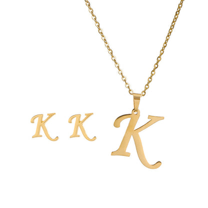 Classic Style Letter Stainless Steel Alloy Plating Earrings Necklace