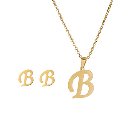 Classic Style Letter Stainless Steel Alloy Plating Earrings Necklace