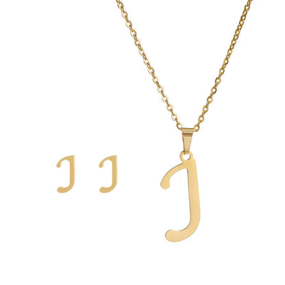 Classic Style Letter Stainless Steel Alloy Plating Earrings Necklace