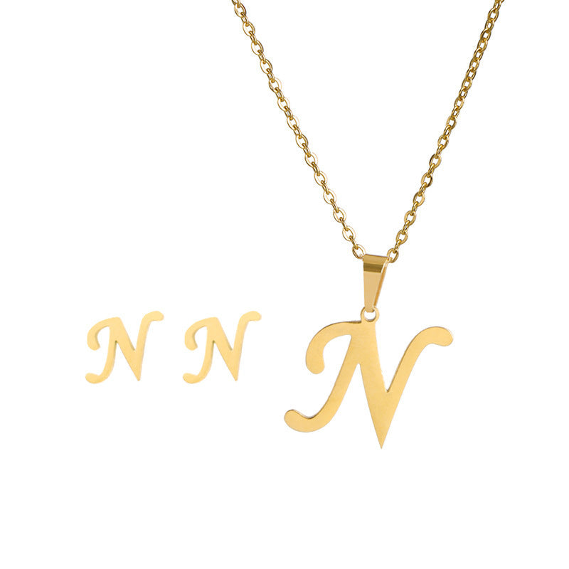 Classic Style Letter Stainless Steel Alloy Plating Earrings Necklace