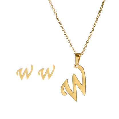 Classic Style Letter Stainless Steel Alloy Plating Earrings Necklace