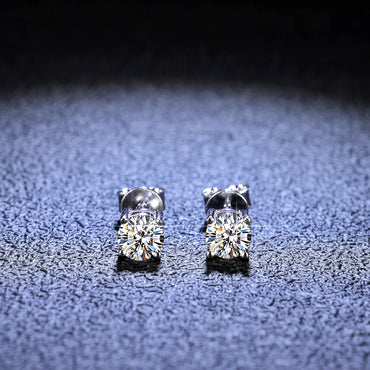 Simple Style Rhombus Sterling Silver Inlay Moissanite Zircon Ear Studs