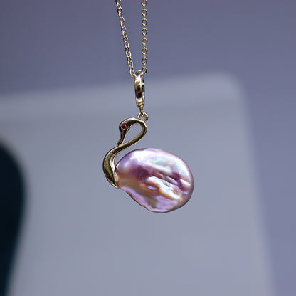 Elegant Simple Style Swan Freshwater Pearl Copper Pendant Necklace