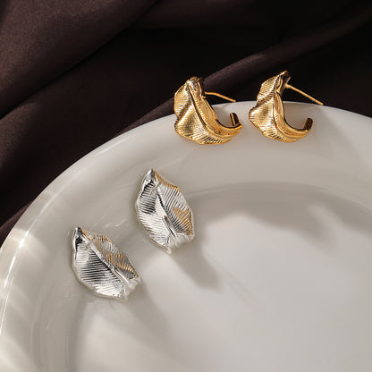 1 Pair Lady Simple Style Leaf Plating Copper 18k Gold Plated Ear Studs