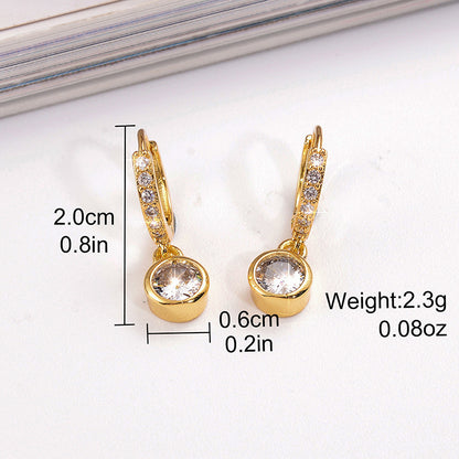 1 Pair Simple Style Round Plating Inlay Copper Zircon 18k Gold Plated Earrings