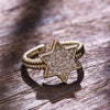 Casual Korean Style Star Copper Inlay Zircon Open Rings