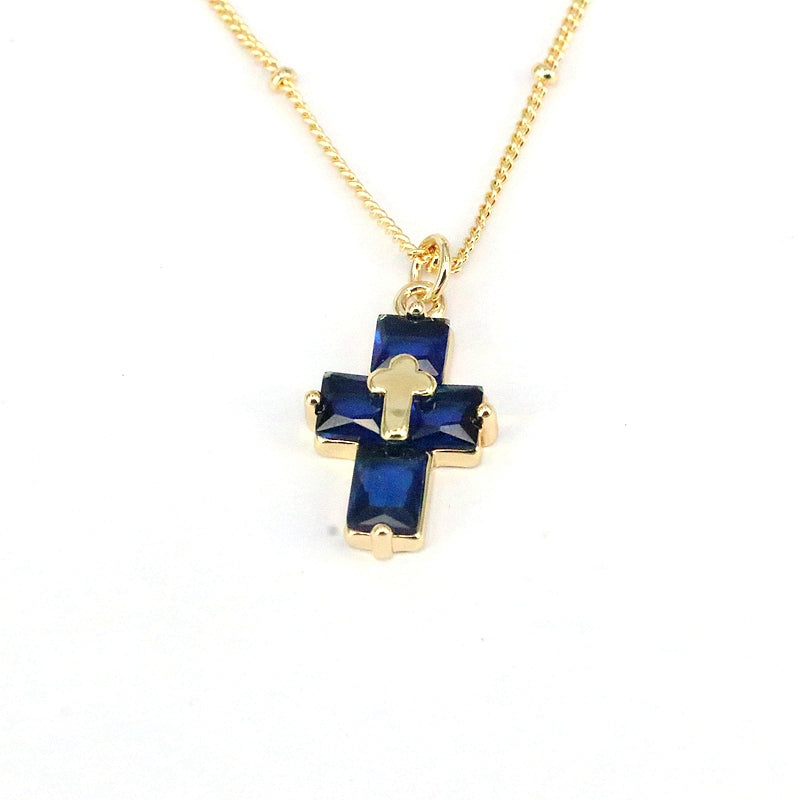 Casual Hip-hop Cross Copper Plating Inlay Zircon Gold Plated Pendant Necklace