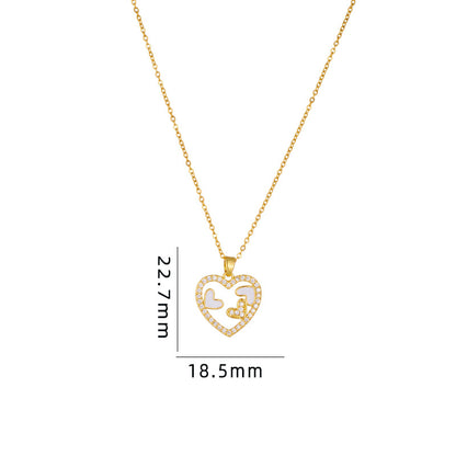 Simple Style Cartoon Character Heart Shape Bow Knot Copper Inlay Zircon Pendant Necklace