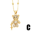 Ig Style Cute Little Bear Stainless Steel Copper 18k Gold Plated Zircon Pendant Necklace In Bulk