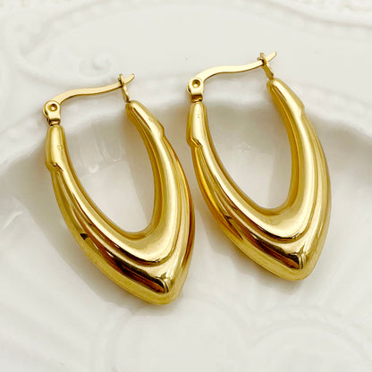 1 Pair Lady Streetwear U Shape Polishing Enamel Plating Stainless Steel Gold Plated Earrings